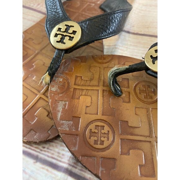 Tory burch Women's Brown Leather Flip Flop Sandals - 7M - Picture 7 of 11